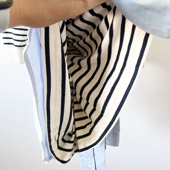 Veronica Beard Lazlo Mixed Media Striped Shirt Dress - Picture 6 of 9